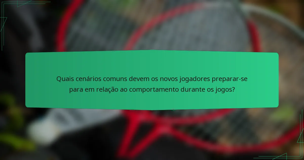 Quais cenários comuns devem os novos jogadores preparar-se para em relação ao comportamento durante os jogos?