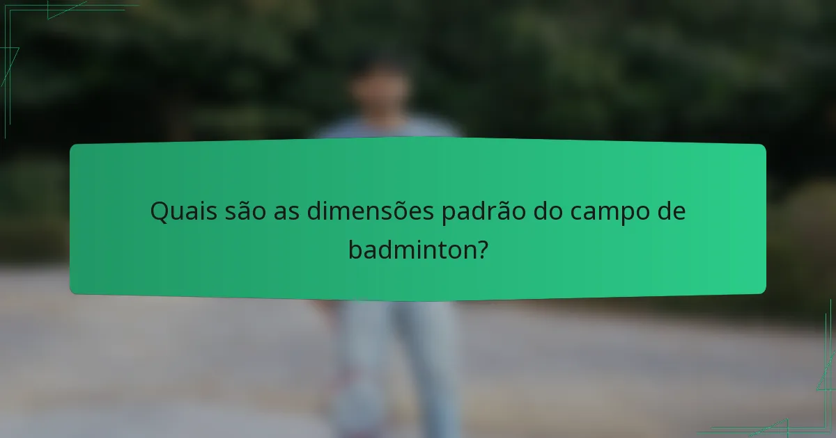Quais são as dimensões padrão do campo de badminton?